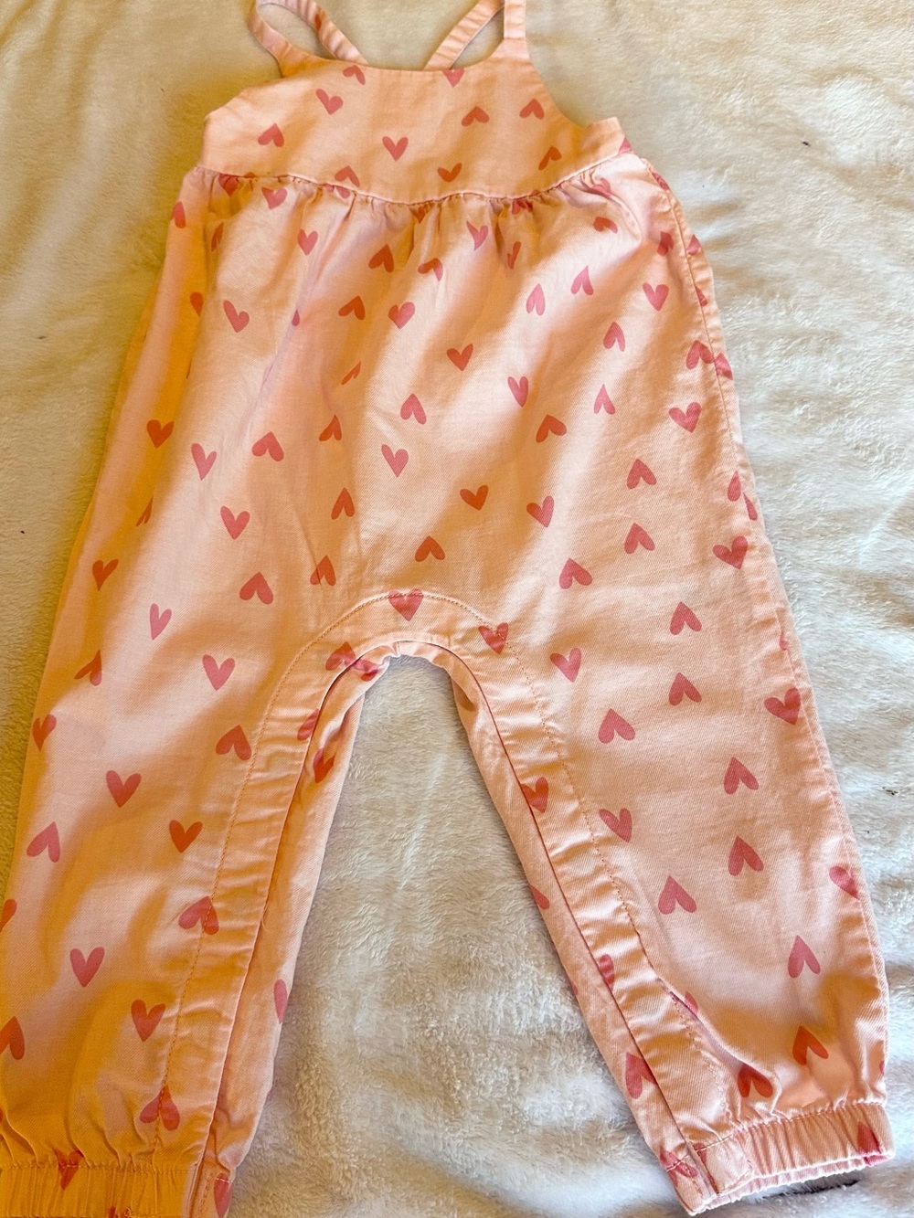 Carter's Light Pink Overalls with Pink Heart Print